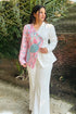 Classy White Suede Embroidered Coord